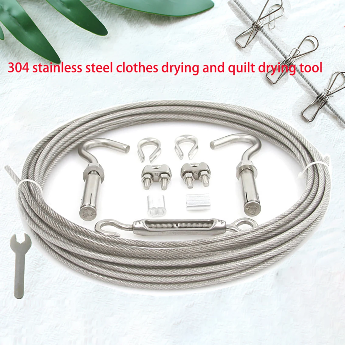 304 Stainless Steel Plastic Coated Soft Steel Wire Rope Lifting Wire Rope With A Diameter Of 4/5mm And A Length Of 2-30 Meters