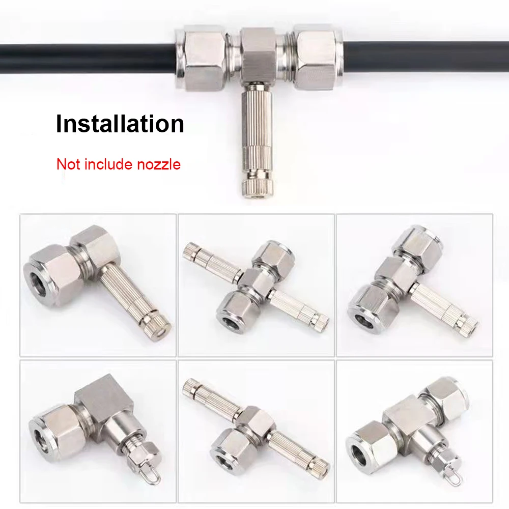 High Pressure 3/8" 9.52mm Non-Slip Lock Quick Connector Tee Elbow Straight Joint Nozzles Seat Misting System Fittings 4