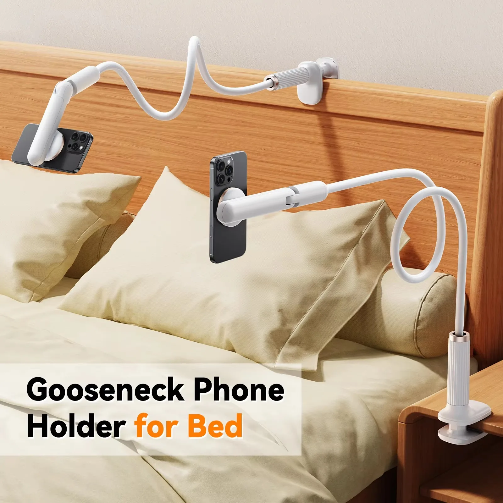 Eary Magnetic Gooseneck Phone Stand Holder with Flexible Long Arm Adjustable for Bed Lazy Bracket Universal for 4-7 Inch Devices