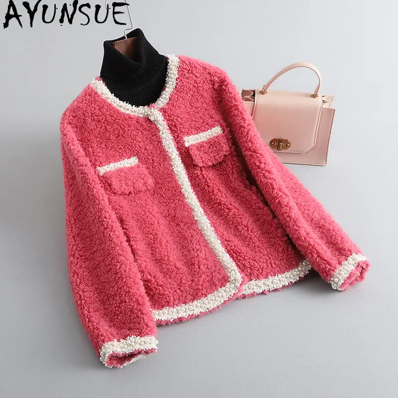 

AYUNSUE Winter Autumn Sheep Shearing Jacket Women Korean Wool Coat Fashion Fur Coats Women Jackets Short Outwears Veste Femmes