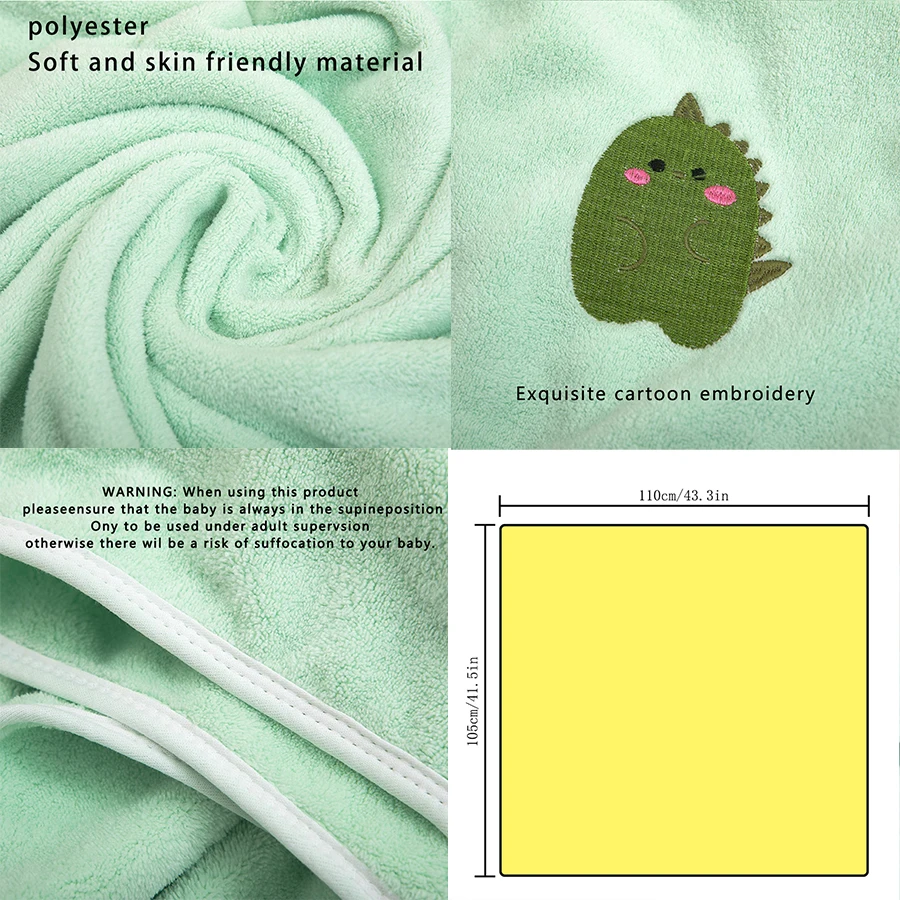 Asciugamano da bagno per neonati, asciugamano ultra morbido e altamente assorbente, asciugamano da doccia ad asciugatura rapida, coperta per il pisolino del bambino, tessuto in pile corallo, design ispessito, non lascia pelucchi, regalo per le vacanze del bambino - immagine 6