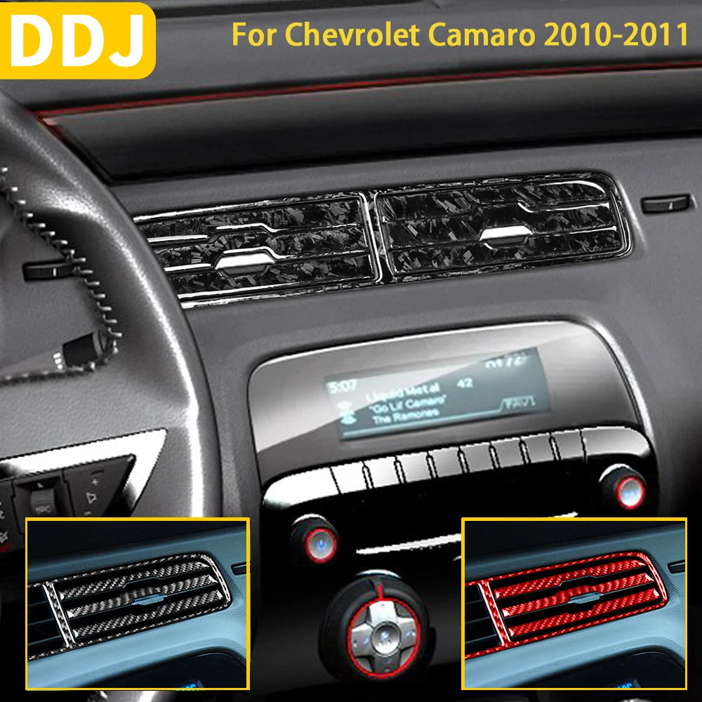 

For Chevrolet Camaro 2010 2011 Accessories Carbon Fiber Car Interior Center Dash Air Outlet Trim Sticker Decoration Modification