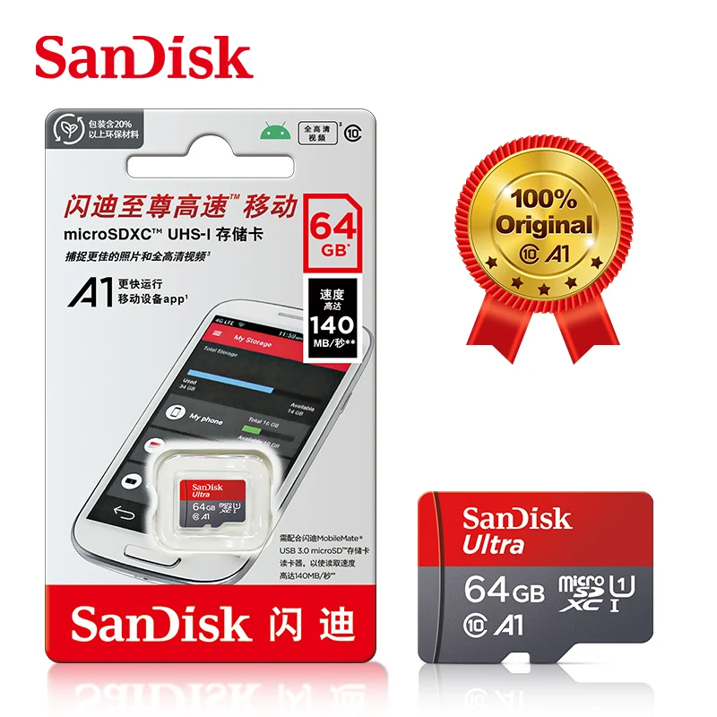 thumbnail image 5 of Tarjeta Micro tf SD Sandisk Ultra de 128 GB, 32 GB, 64 GB y 256 GB, tarjeta Mini SD, tarjeta de memoria Flash SD/TF de 32, 64 y 128 GB, miniSD para teléfono, 5 of 5