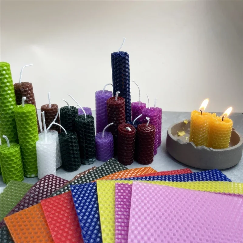 15*20/20x20CM Colored Beeswax Sheet Candle Roll Cushion Handmade DIY Honeycomb Wax Sheet Parent-child Activity Material Package