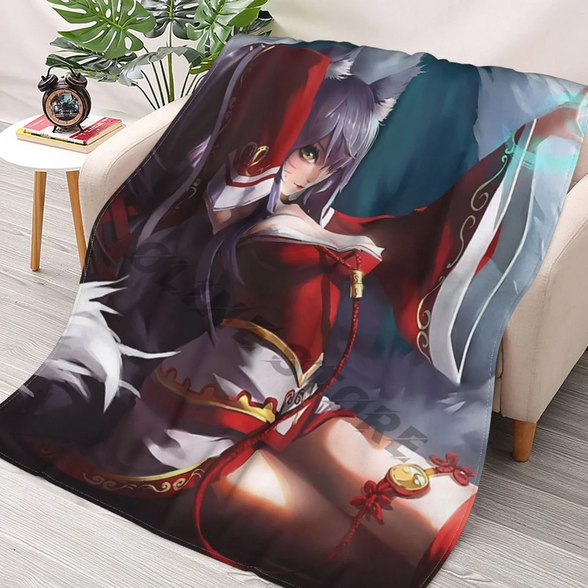 

Ahri Throws Blankets Collage Flannel Ultra-Soft Warm picnic blanket bedspread on the bed