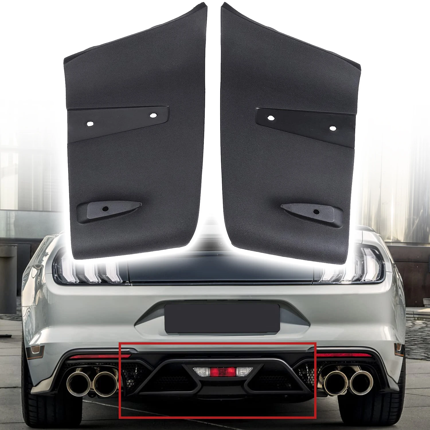 Kit Difusor Aerodinámico Trasero Para Ford Mustang GT (2018-2020) - 2 Piezas, ABS, Fácil Instalación