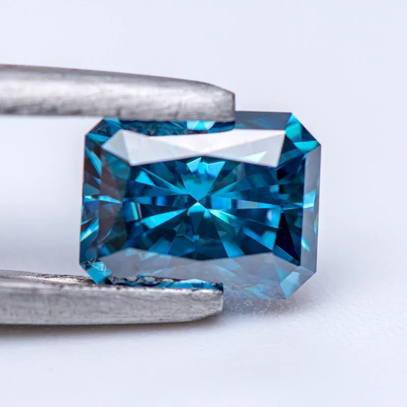

GRA Certificate Sapphire Blue Color Radiant Cut Moissanite Stone Lab Grown Diamond for Charms Jewelry Rings Earrings Making