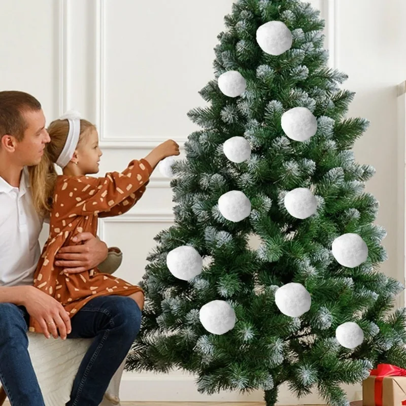 Snow Balls White Fur Pompom Hairball for Xmas Tree Pendant Kids Play Toys Indoor Outdoor Toy Christmas Decoration Snowballs christmas decorations assembled toys