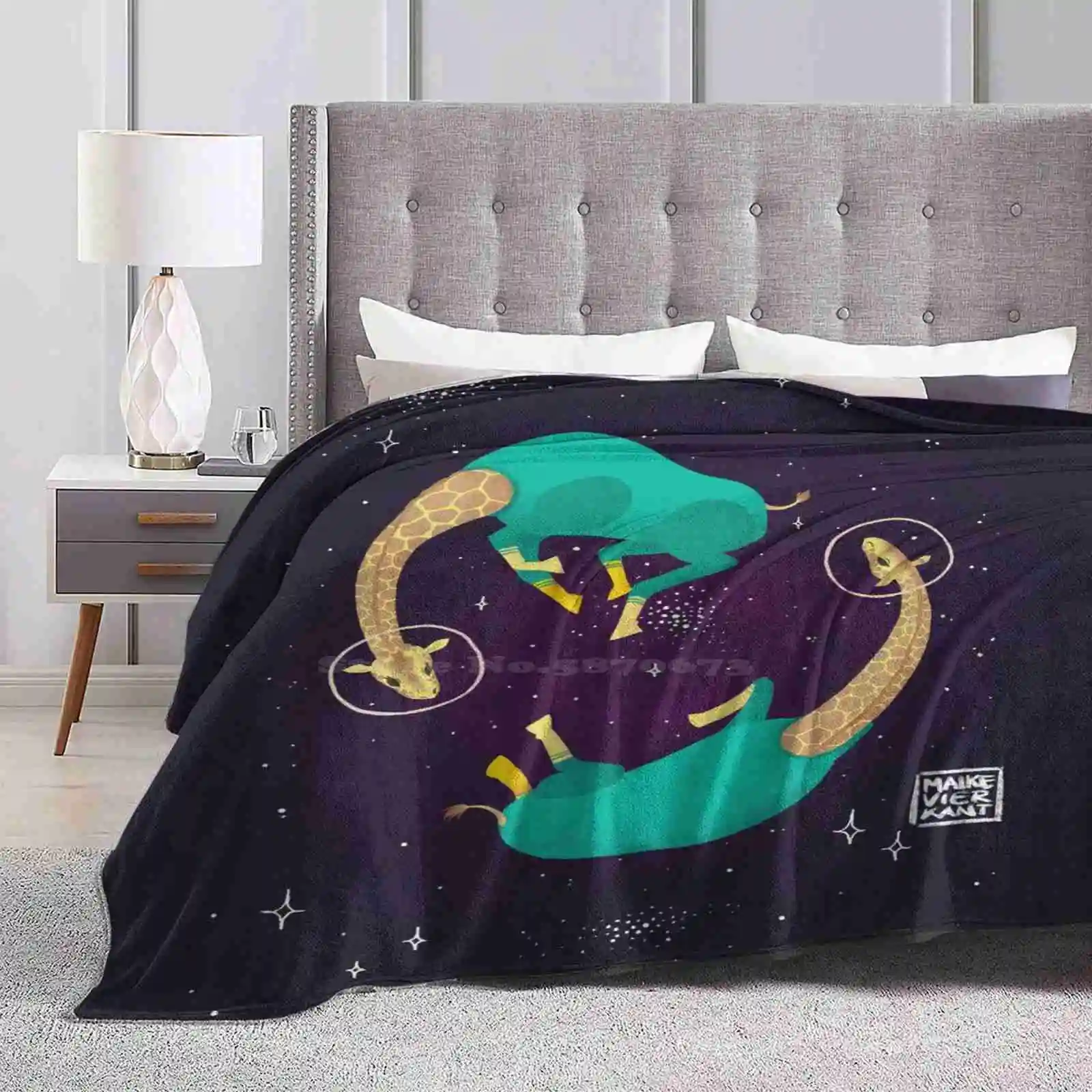 Giraffe Spaziali Vendita Calda Stampa Alta Qualità Calda Coperta Di Flanella Giraffe Animali Spaziali Scifi Painting Cute Floating Maike