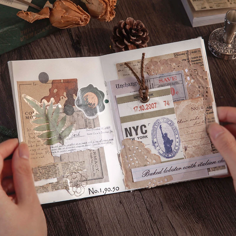 100 pezzi di Adesivi Vintage per Scrapbooking, Adesivi Floreali e