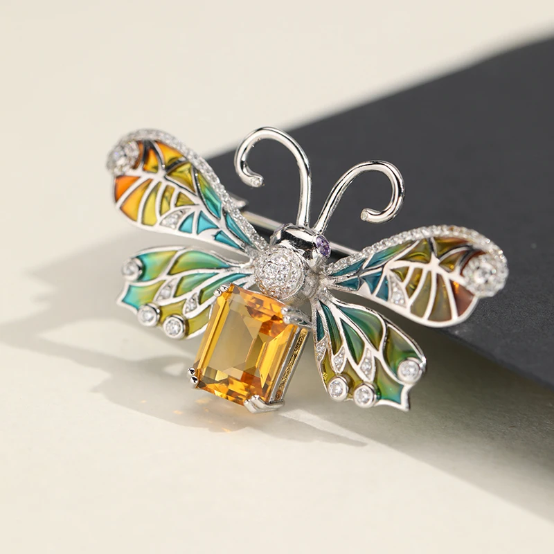 

Butterfly Enamel Brooch, fantasy and vivid, elegant and cold, Gem embellishment, elegant Goddess Brooch