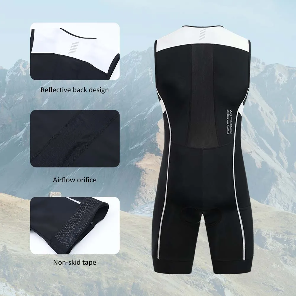 Men's Triathlon Cycling Suits Sleeveless Sponge Padded Quick-Drying for Running Swimming Triathlon KM25C03028