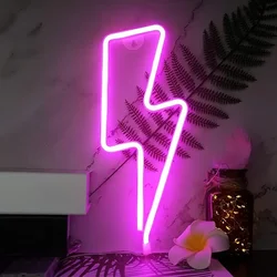 Vibrant Lightning Bolt Neon LED Sign - Illuminated Room Decor & Unique Gift Idea (Pink)