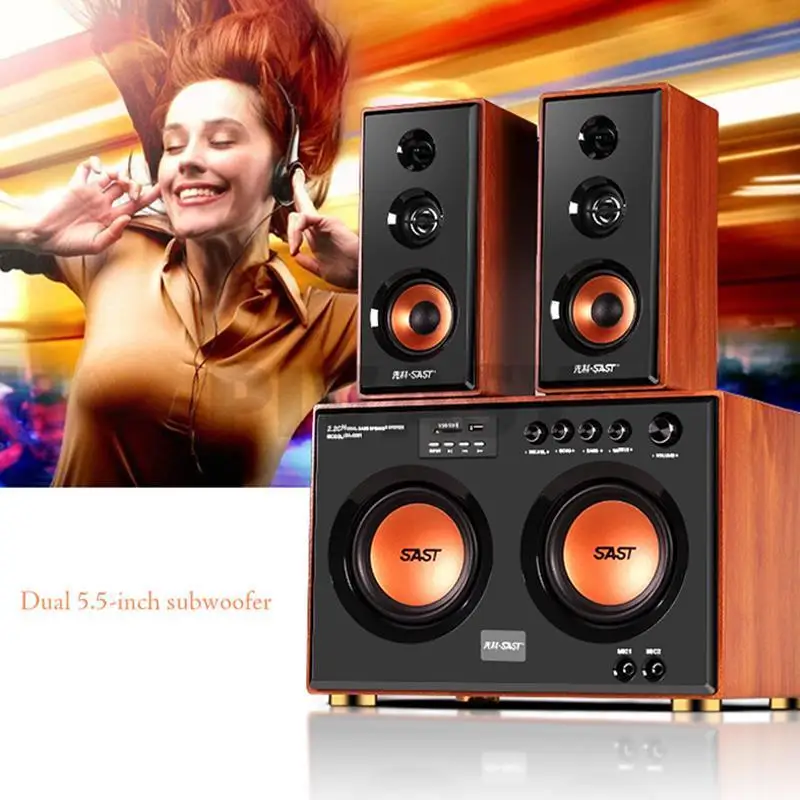 Dual 5.5 Inch Bluetooth Sound Box Three-Way Speaker 2.1 Computer Speaker Active Subwoofer Home Theater Sound System Audio Set