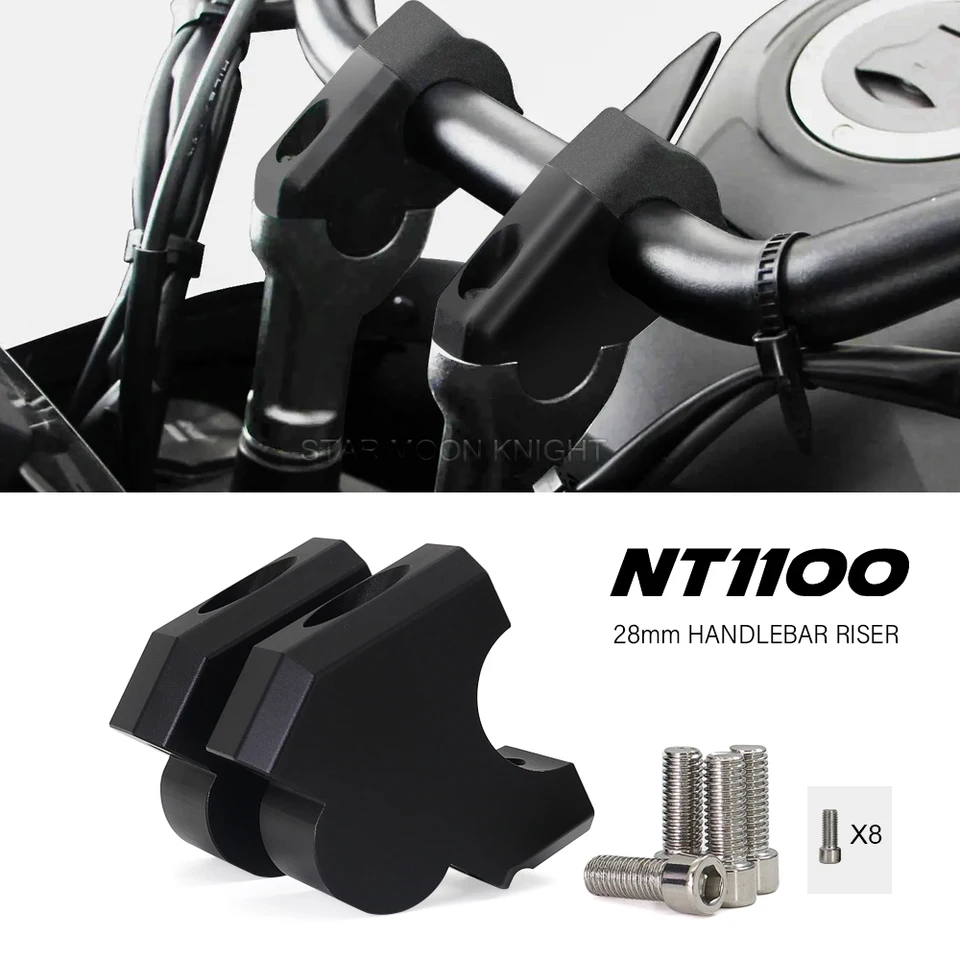 Repuestos Honda Nt 1100 2025 Elevadora Manillar Para NT1100 NT 1100 2022  2023 - Adaptador Extensión Arrastre Manillar 28 Mm Accesorios Motocicleta  Abrazadera Elevadora Manillar(Plata Honda Nt1100 Accesorios