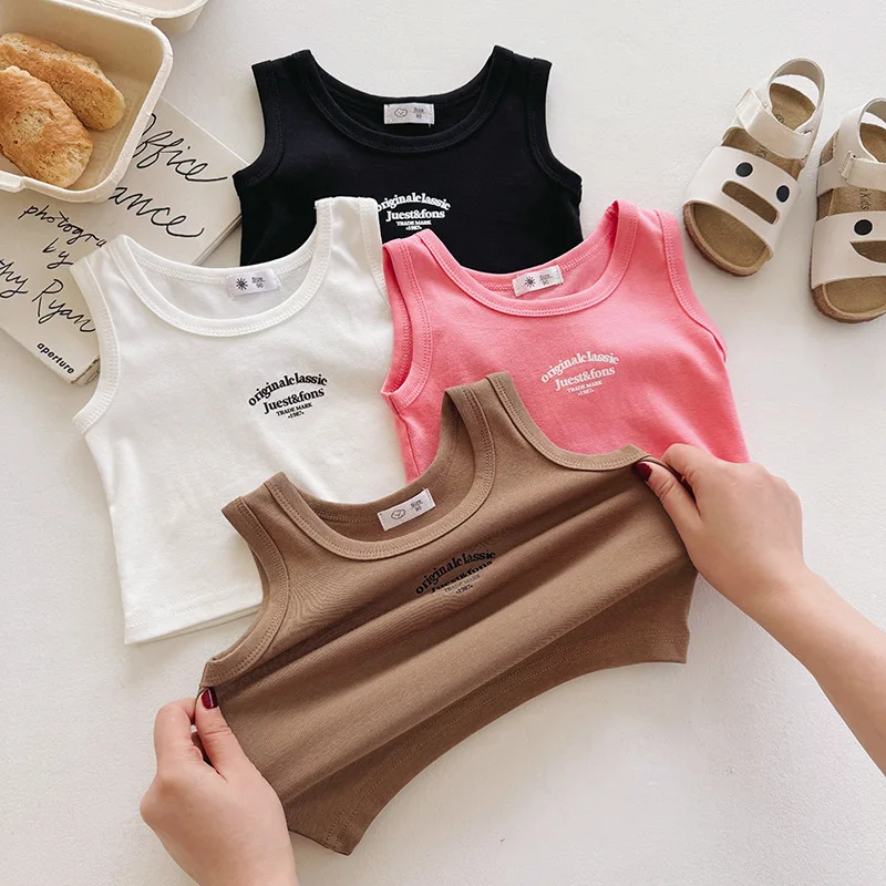 Girls Summer Cropped Sleeveless T-shirt Inner Wear Outer Wear