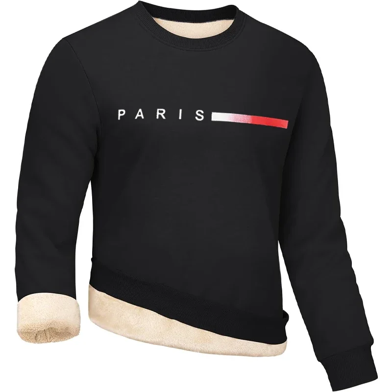 Animal Game Outdoor Men's Crewneck Fleece T Shrts Warm Long Sleeves Sweatshirt Sherpa Lined Pullover Casual Basic Print Shirts