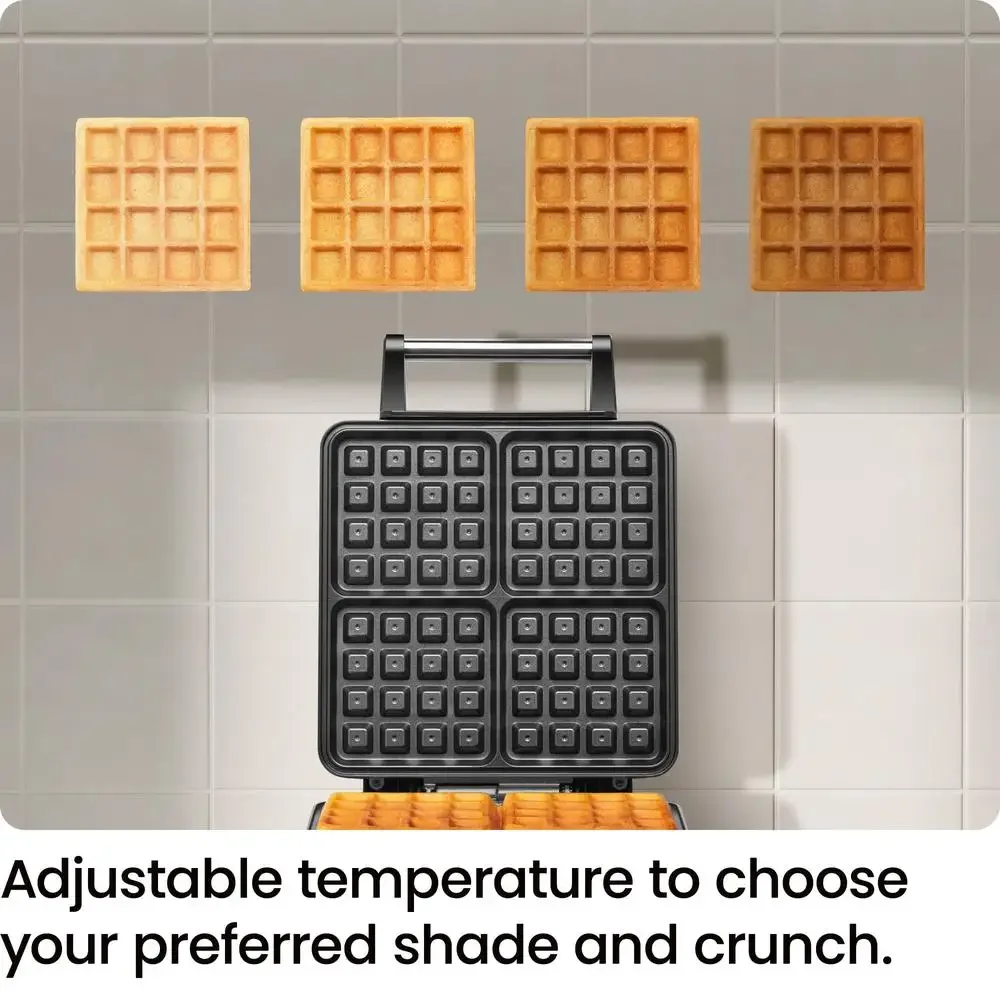 Four-Slice Belgian Waffle Iron Customize Temperature Nonstick Plates Easy Cleaning RJ04-4P-V2-WM New 3