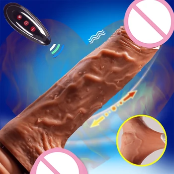 Huge Dildos Sex Toys for Women Silicone Big Penis Heating Wireless Telescopic Swing Thrusting Vibrator Sex Machine Adult Toy 1