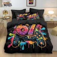 Ensemble de 3 housses de couette imprimées style graffiti 67, 67 éléments, manette de jeu, plusieurs tailles, décoration de literie, doux, lavable en machine 3
