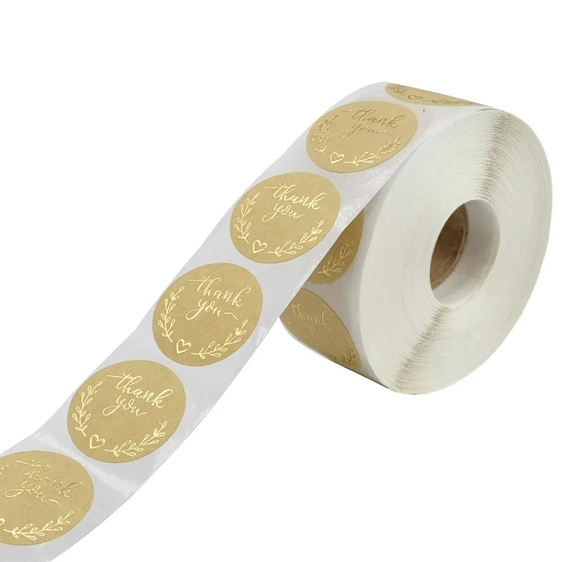 

1inch/500Pcs Round Gold labels Thank You Kraft Stickers Wedding Pretty Gift Cards Envelope Sealing Label Stickers Stationery