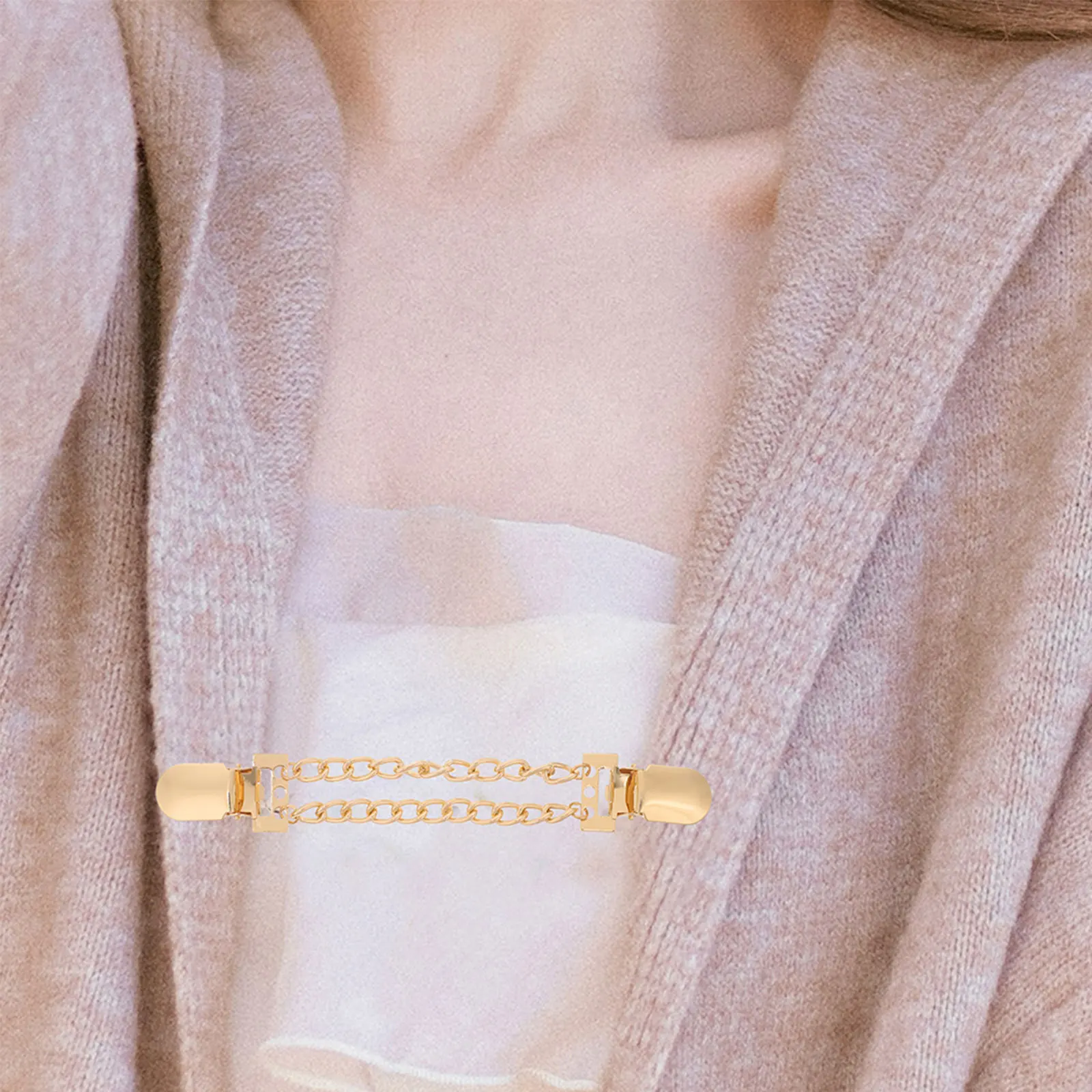 4개 세트 패션 스웨터 클립 빈티지 메탈 가디건 허리 클립 숄 클라스프 드레스 액세서리 여성용 스웨터 클로저 체인 클립