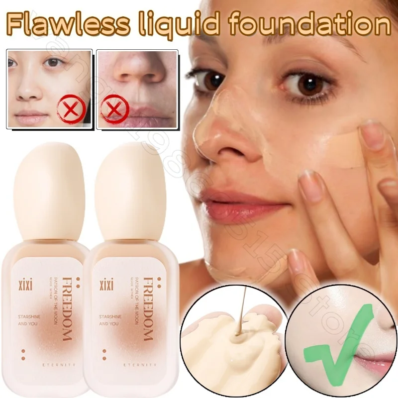 Xixi Flawless Liquid Foundation Cream Light Texture Natural Light Concealer Brightening Skin Tone Long-lasting Liquid Foundation