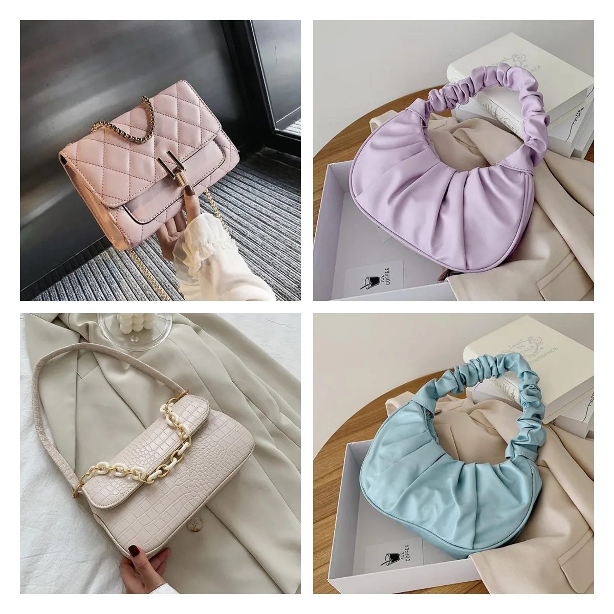 

2022 Summer Pleated Handlebags For Women PU Cloud Bags Leisure Armpit Bag Shopping Shoulder Bags Dumpling Handbag Female