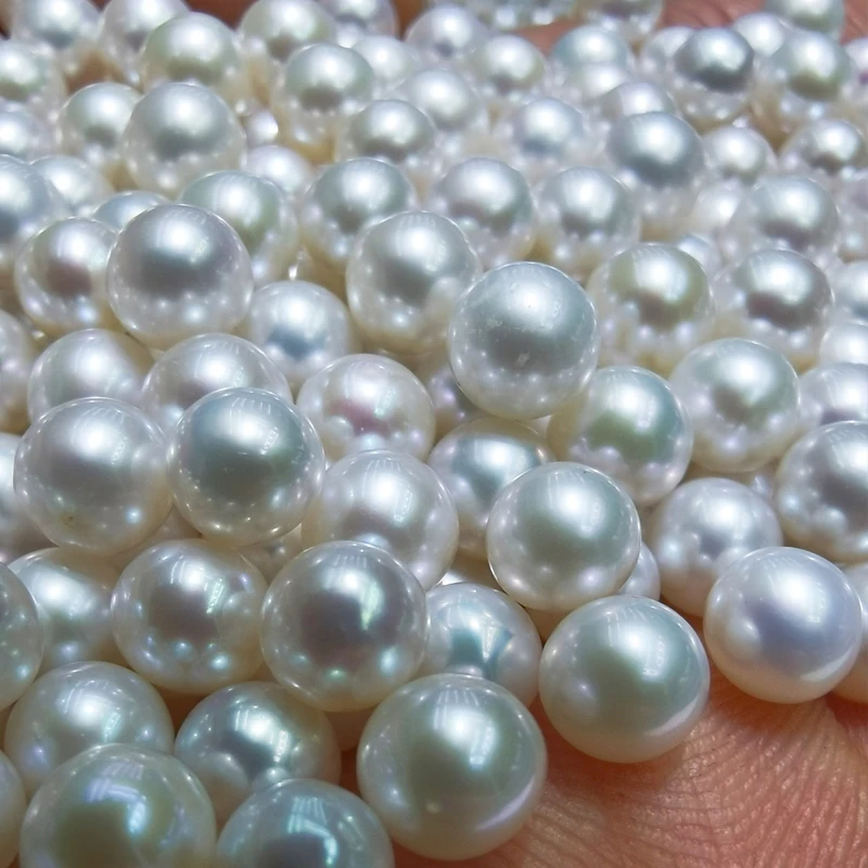 

Akoya natural freshwater pearl bare beads loose beads 2A pearl round DIY pendant earrings female handmade