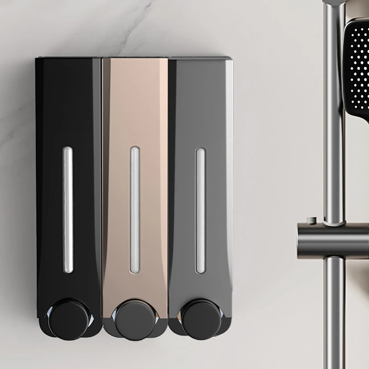 500ML เครื่องจ่ายสบู่ติดผนังคู่มือกดสบู่กล่องสบู่ขวดขนาดใหญ่ความจุแชมพูขวดเจลอาบน้ํา 1