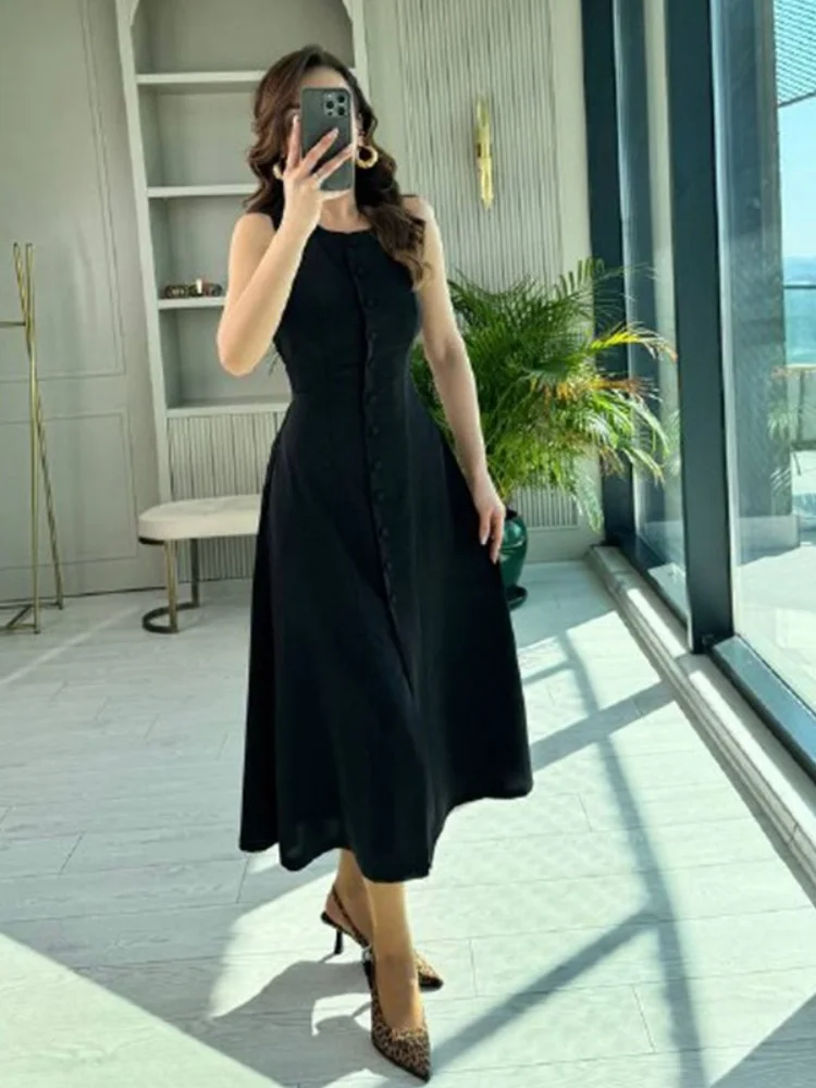 Wmstar Dress Women Wholesale 2025 Summer New Style Cross Border Trade Sleeveless Buttons Cinched Waist Stylish Elegant Style