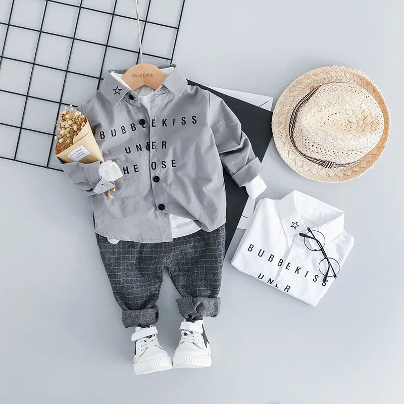 

Spring Autumn Children Clothing Sets for Baby Boys Long Sleeve Shirt Pants 2 Pcs Suit Infant Casual Clothes Kids Outfits