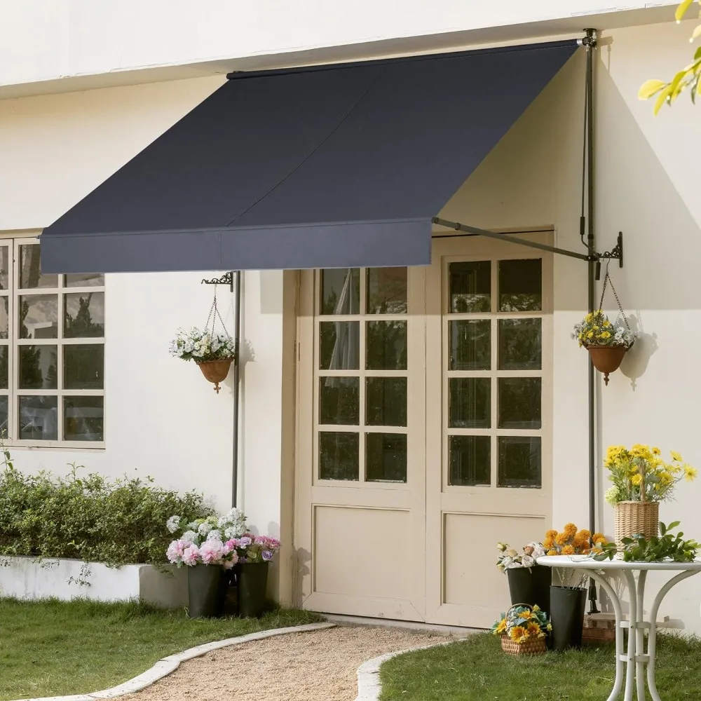 

Retractable Awning 79"x118" Patio Awning Retractable Outdoor Sunshade Shelter Polyester Height Adjustable Retractable Awning