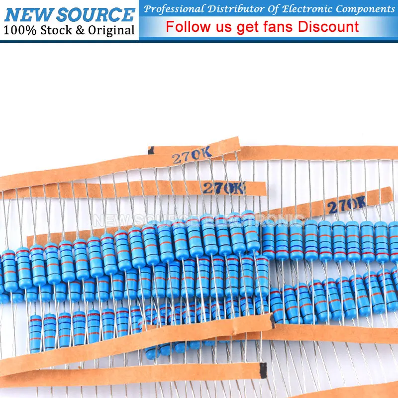 Metal Film Resistors 2W 1% 0R-2.2M 2.2R 10R 100 120 150 220 270 330 390 470 1K 2.2K 4.7K 10K 15K 22K 47K 100K 470K 1M Ohm 20pcs metal film resistor metal film resistors