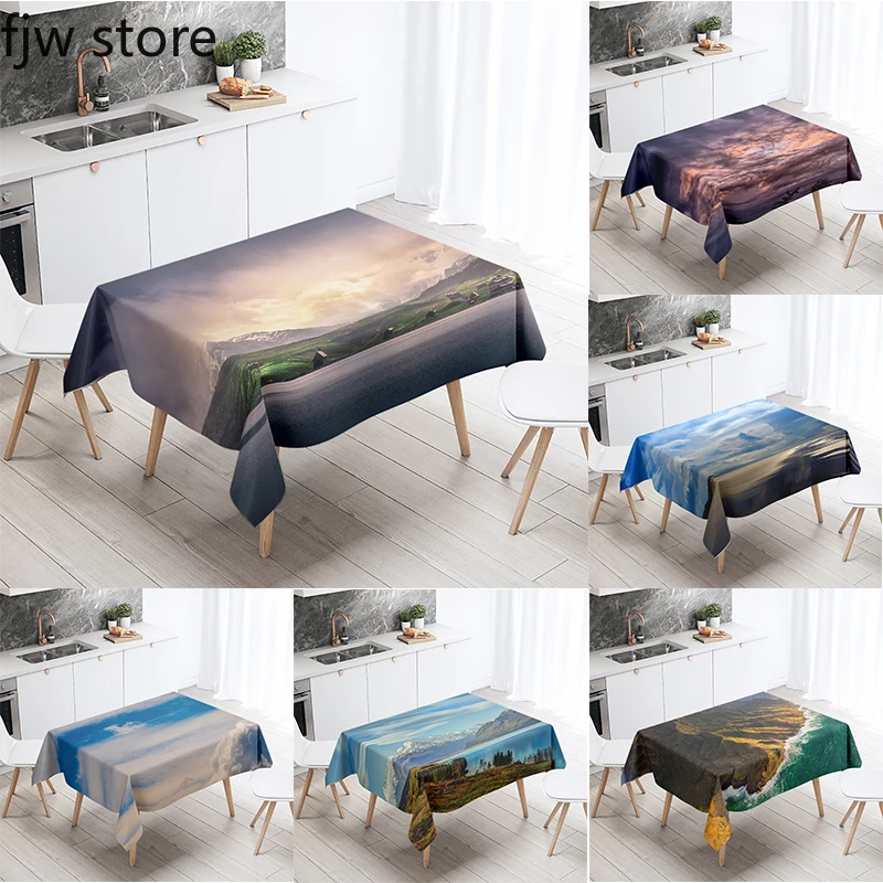 Прямоугольная скатерть с принтом природного пейзажа неба, водонепроницаемая и непромокаемая, украшение для дома и ресторана