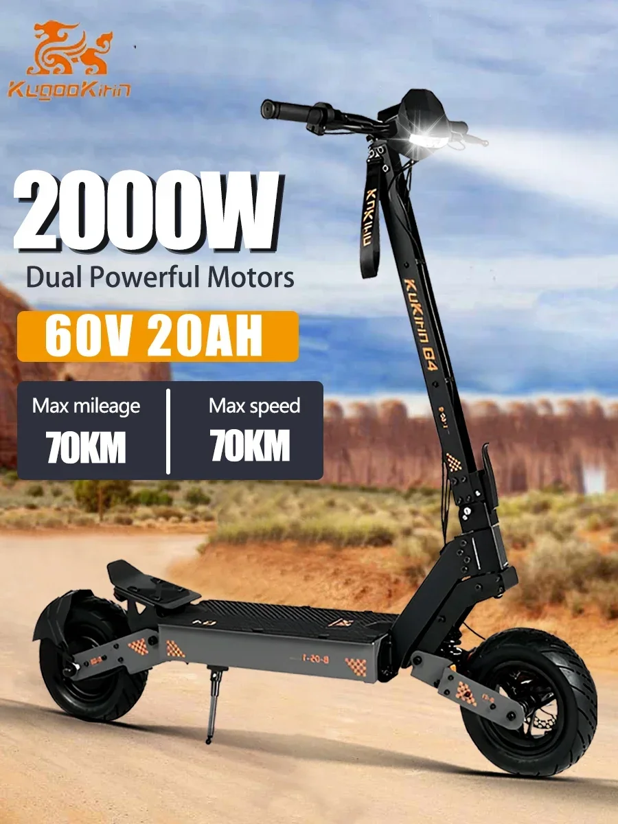 kukirin G4 high quality 2000w motor 60v20ah battery electric scooter LED display top speed 70km/h 11 inch tires foldable scooter