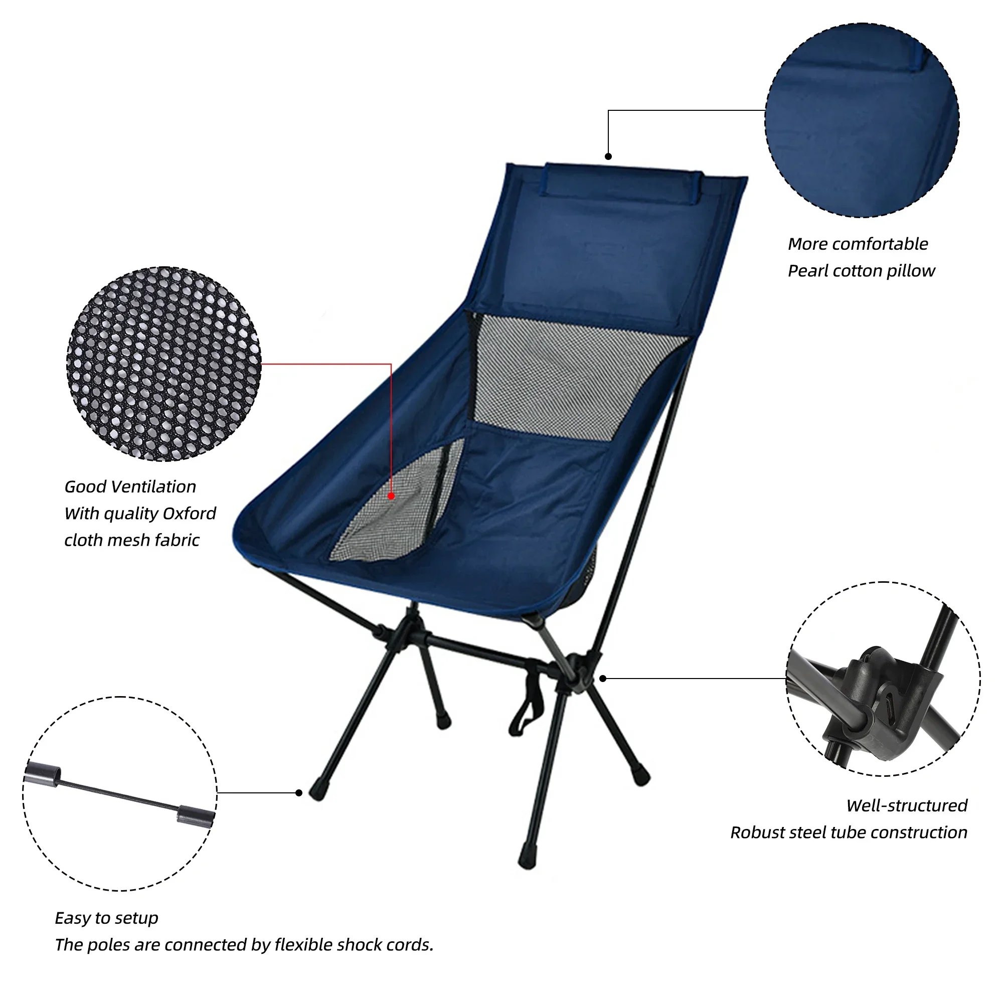 Outdoor Portable Folding Chair, Ultralight Seat Tools for Camping, Fishing, BBQ, Travel, Beach, Hiking, Picnic