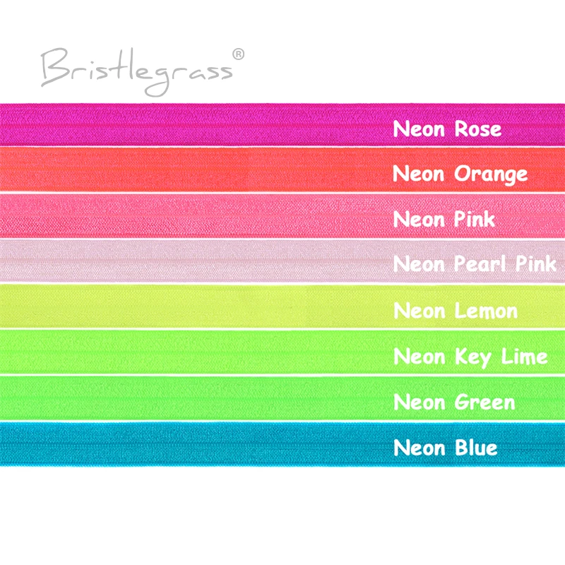 

BRISTLEGRASS 8 Yard Combo 5/8" 15mm Neon Solid FOE Shiny Fold Over Elastic Spandex Band Hair Tie Headband Tutu Dress Sewing Trim