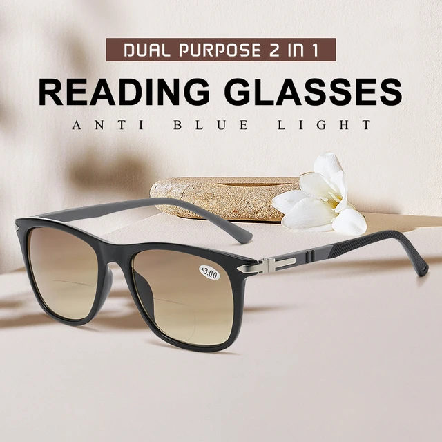 Gafas para presbicia para hombre, lentes de sol de doble propósito,  resistentes a los rayos UV, lentes de lectura neutras para presbicia, 2023  - AliExpress