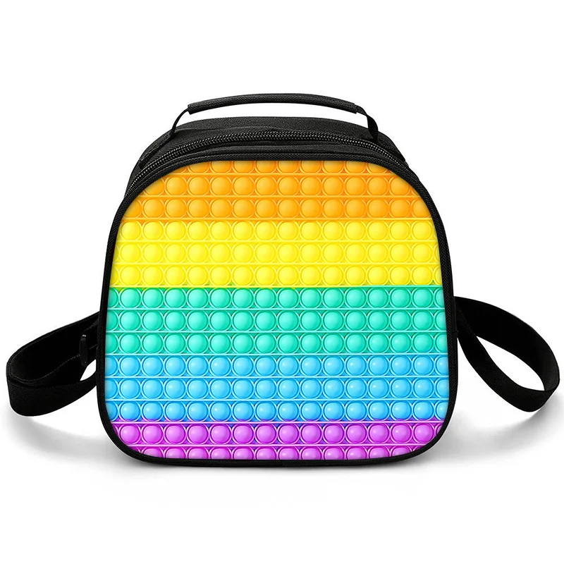 Classic Student Crossbody POP IT Semicircle Lunchbox Thermal insulation Food Lunch Bag 3D Printed Insulated Handbags Ice Bags