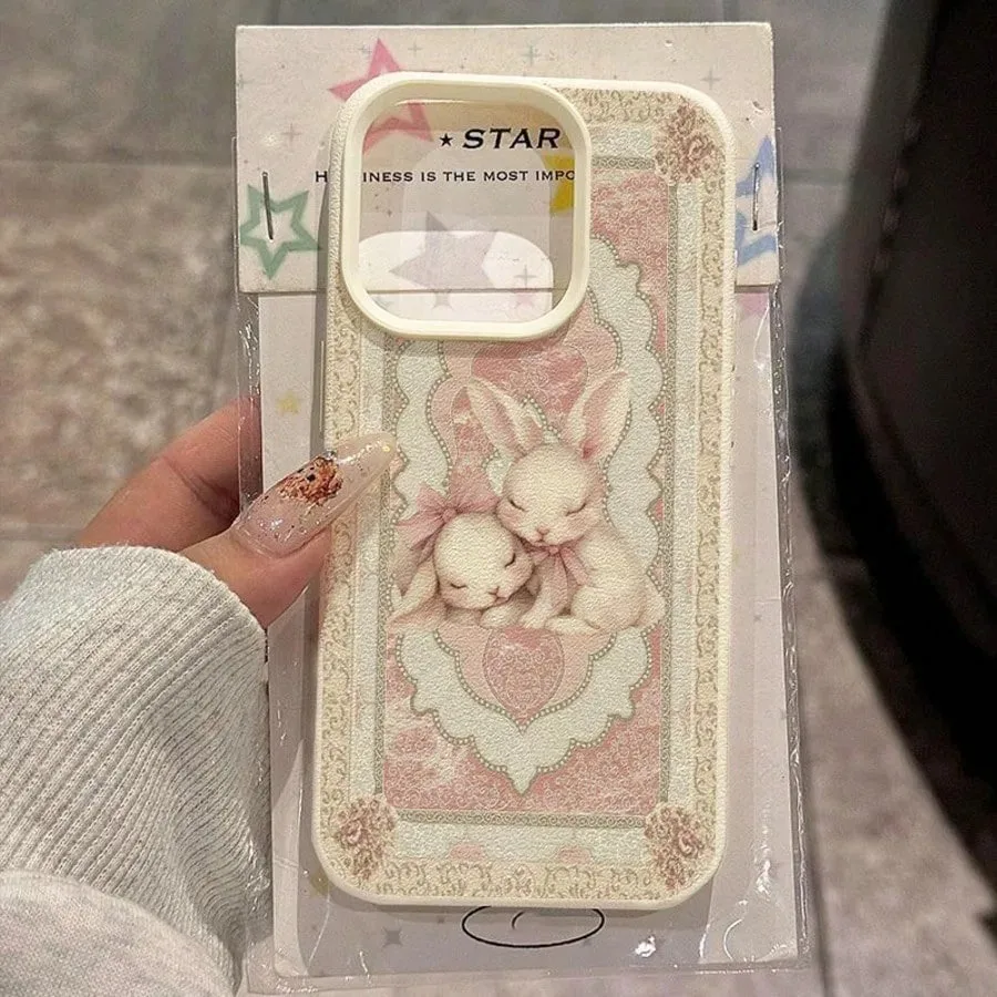 ตัวเลือกสินค้า เคสโทรศัพท์ TPU ลายกระต่ายโบว์ชมพูหวาน ปกป้อง iPhone ได้ทุกรุ่น