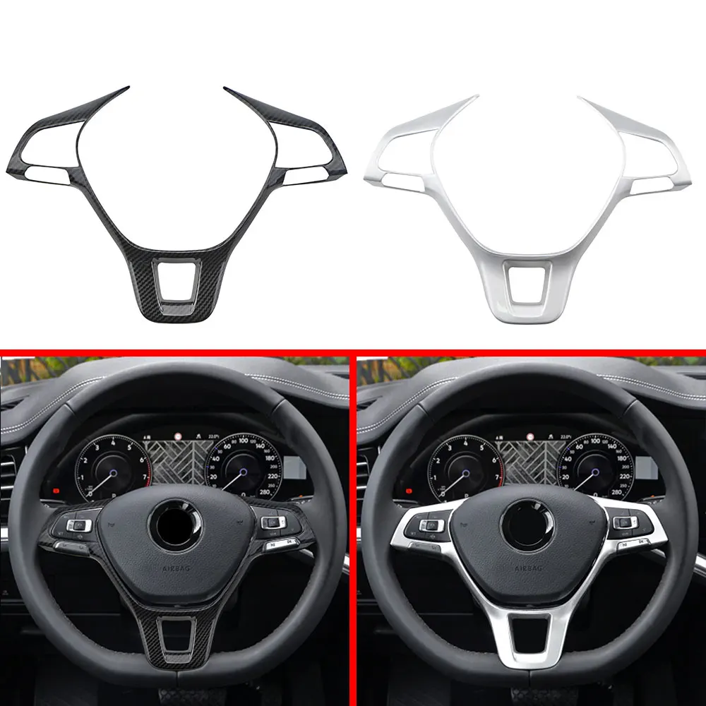 Auto Lenkrad Abdeckung Trim Aufkleber für Volkswagen VW Amarok 2018-2022 Lenkrad ABS Pailletten Zubehör – Detail 1
