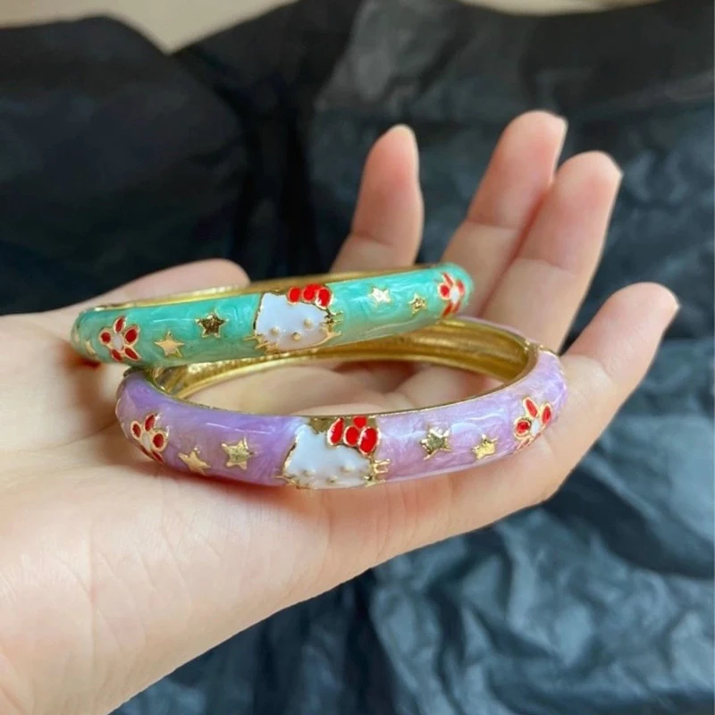 

Sanrio Kawaii Hello Kitty Anime Vintage Bracelet Jewelry Cute Sweet Cartoon Fashion Accessory Wristband Lovely Gifts for Girls