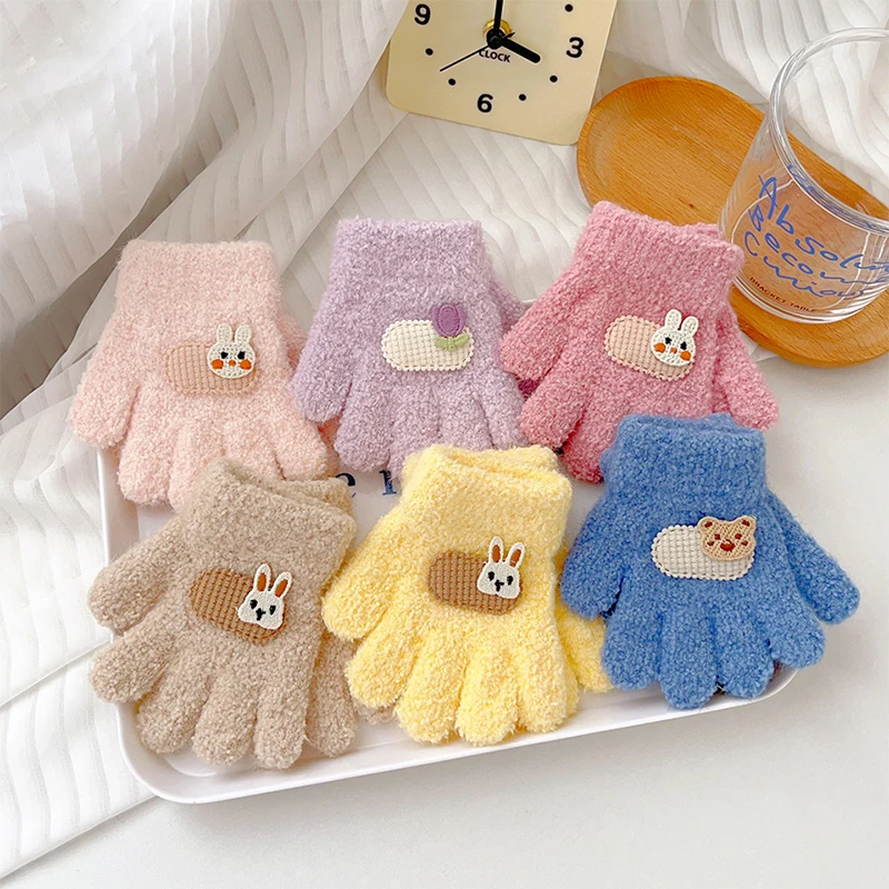 1-3 Years Kids Winter Gloves Thick Velvet Five Finger Mittens baby mittens winter gloves