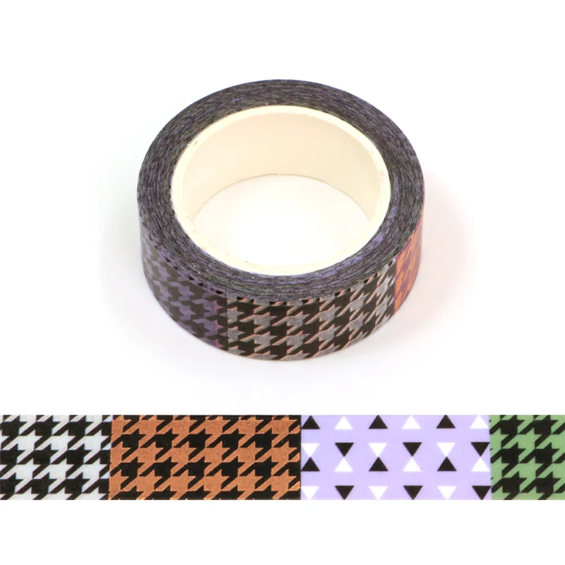 

10PCS/lot 15mm*10m Gold Foil Colorful Triangle Dot Shape Decorative Scrapbooking Masking Tape School Supplies washi tape
