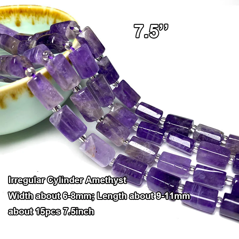 Natural Stone Amethyst Quartz Loose Round Square Rondelle Spacer Beads for Jewelry Making DIY Bracelet Earrings Accessories 5
