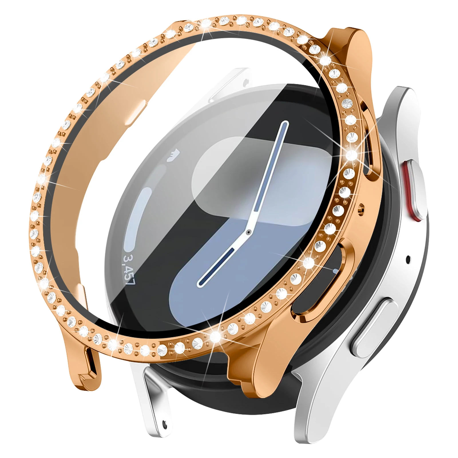Premium All-Around Bumper Case with Screen Protector for Smartwatch - Crystal Clear Diamond Glass Design