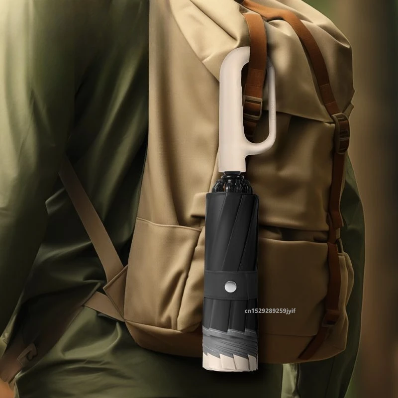 Men Women Umbrella Automatic Reverse Folding Umbrella with Ring Buckle UV Sun and Rain Umbrellas for Car Travel