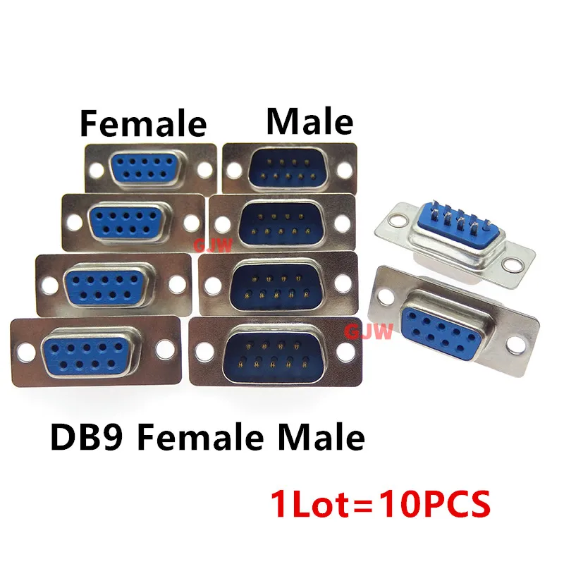 10PCS DB9 Female Male PCB Mount serial port Connector Solder Type D-Sub RS232 COM CONNECTORS 9pin socket 9p Adapter FOR PCB