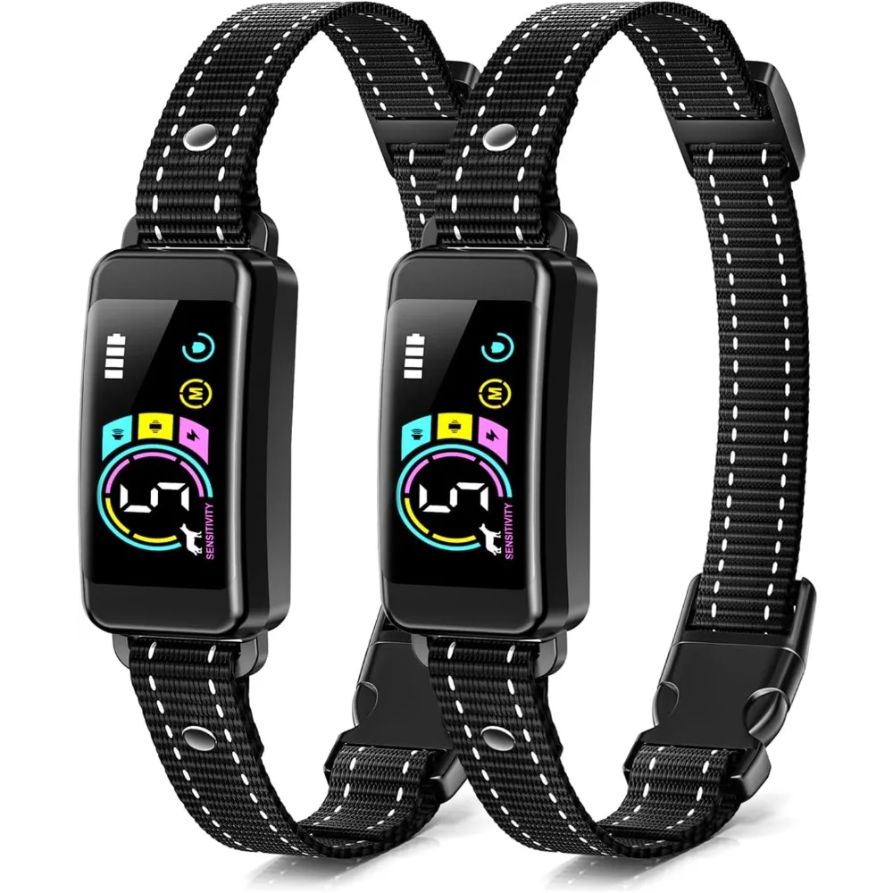 

Dog Shock Collar, 2 Pack Dogs Bark Collars, Rechargeable Training Collar with Beep Vibration Shock Collars